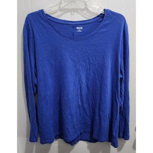 Duluth Trading Co Women's Long Sleeve Basic Tee Shirt Top Blue Plus Size 2XL